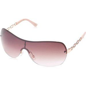 Women's Metal Uv Protective Chain Link Temple Rectangular Shield Sunglass